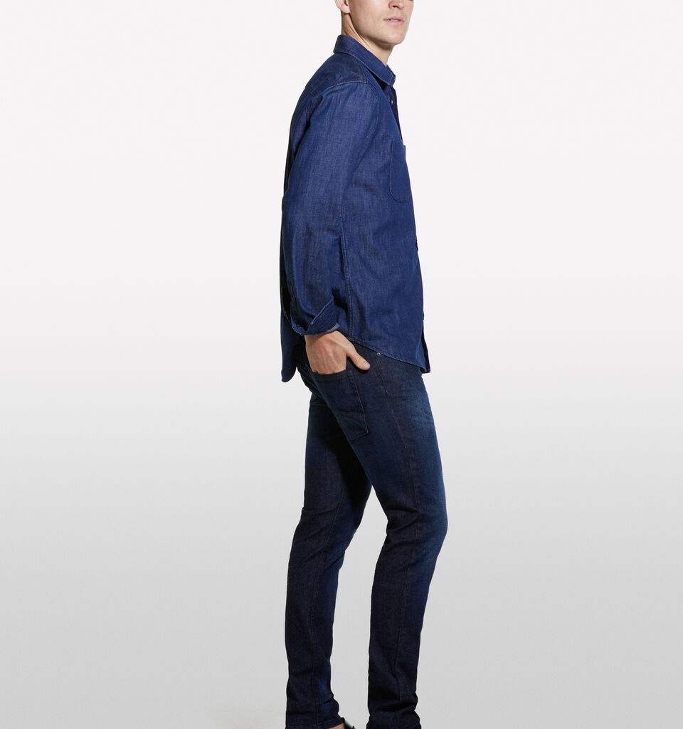 Dark blue regular fit denim shirt - men's regular fit shirts - Dark Blue | Sisley image number 2